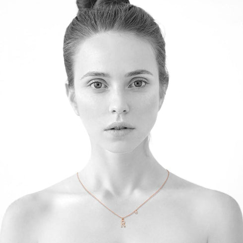Solid 925 Sterling Silver Initial Crystal Personalised Alphabet Letter Necklace Rose Gold Filled